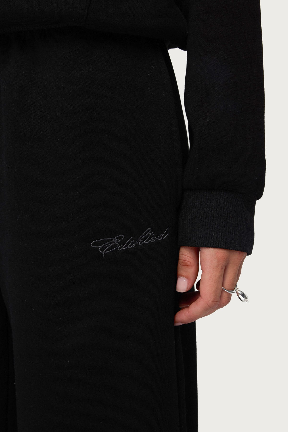 Basic Girl Wide Leg Edikted Sweatpants - BLACK