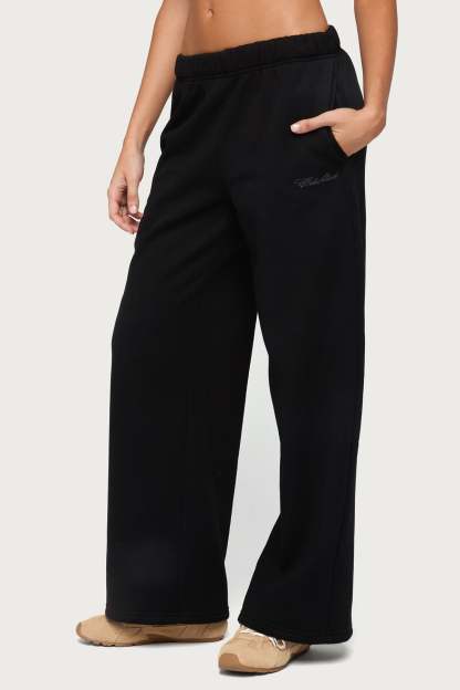 Basic Girl Wide Leg Edikted Sweatpants - BLACK