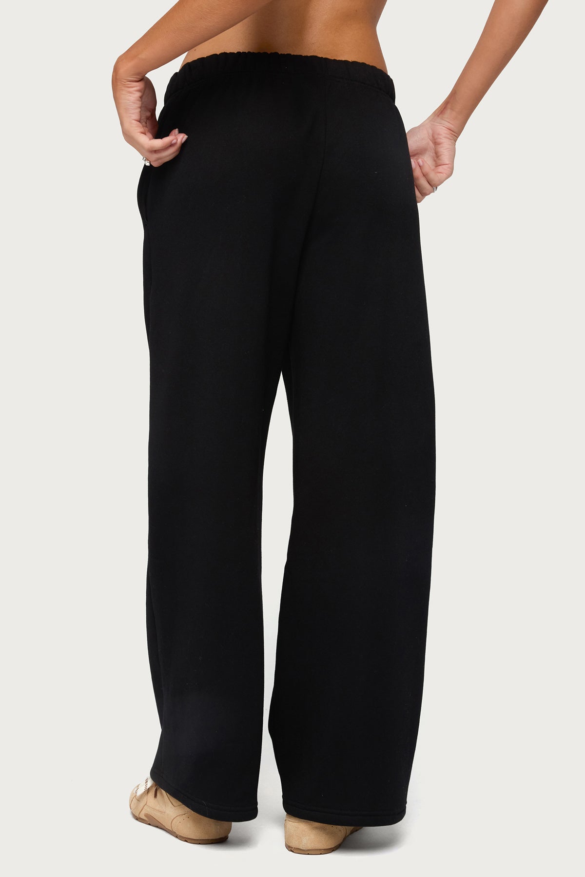 Basic Girl Wide Leg Edikted Sweatpants - BLACK
