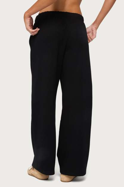Basic Girl Wide Leg Edikted Sweatpants - BLACK