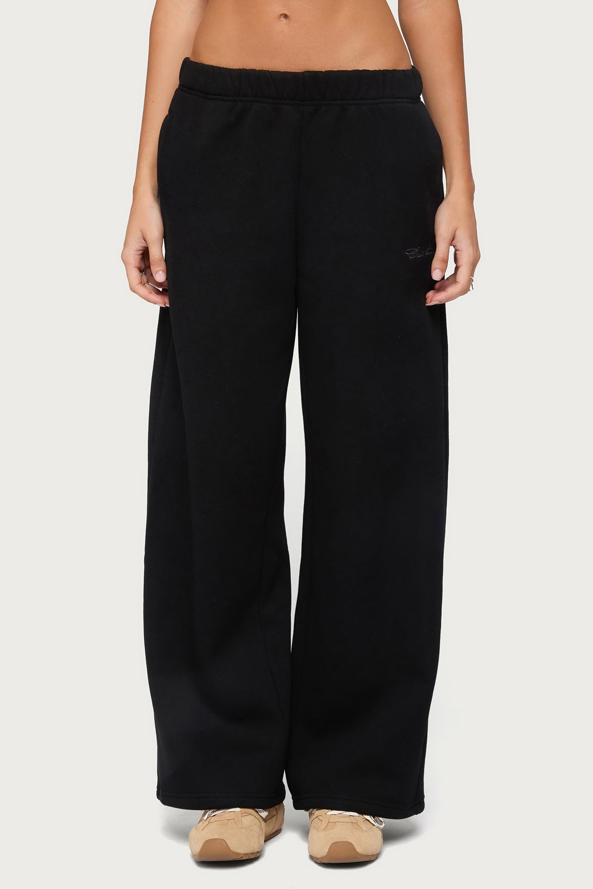 Basic Girl Wide Leg Edikted Sweatpants - BLACK