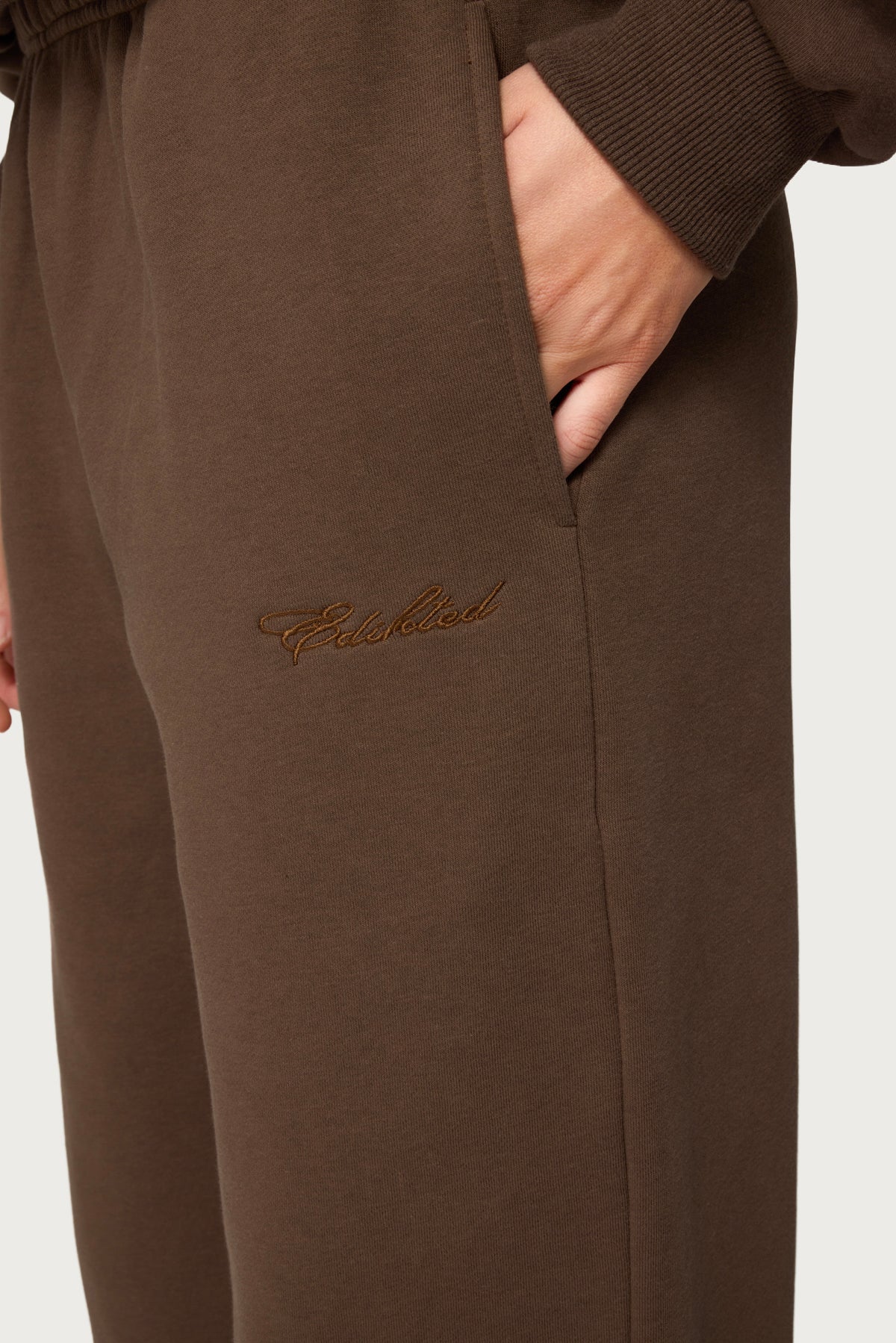 Basic Girl Wide Leg Edikted Sweatpants - BROWN
