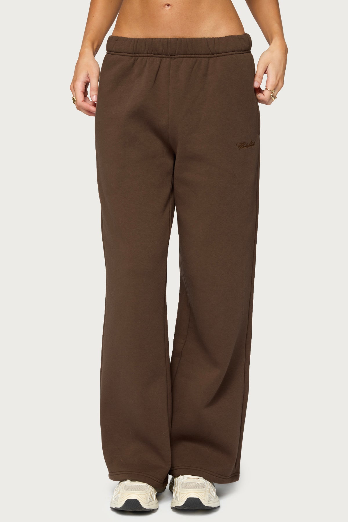 Basic Girl Wide Leg Edikted Sweatpants - BROWN