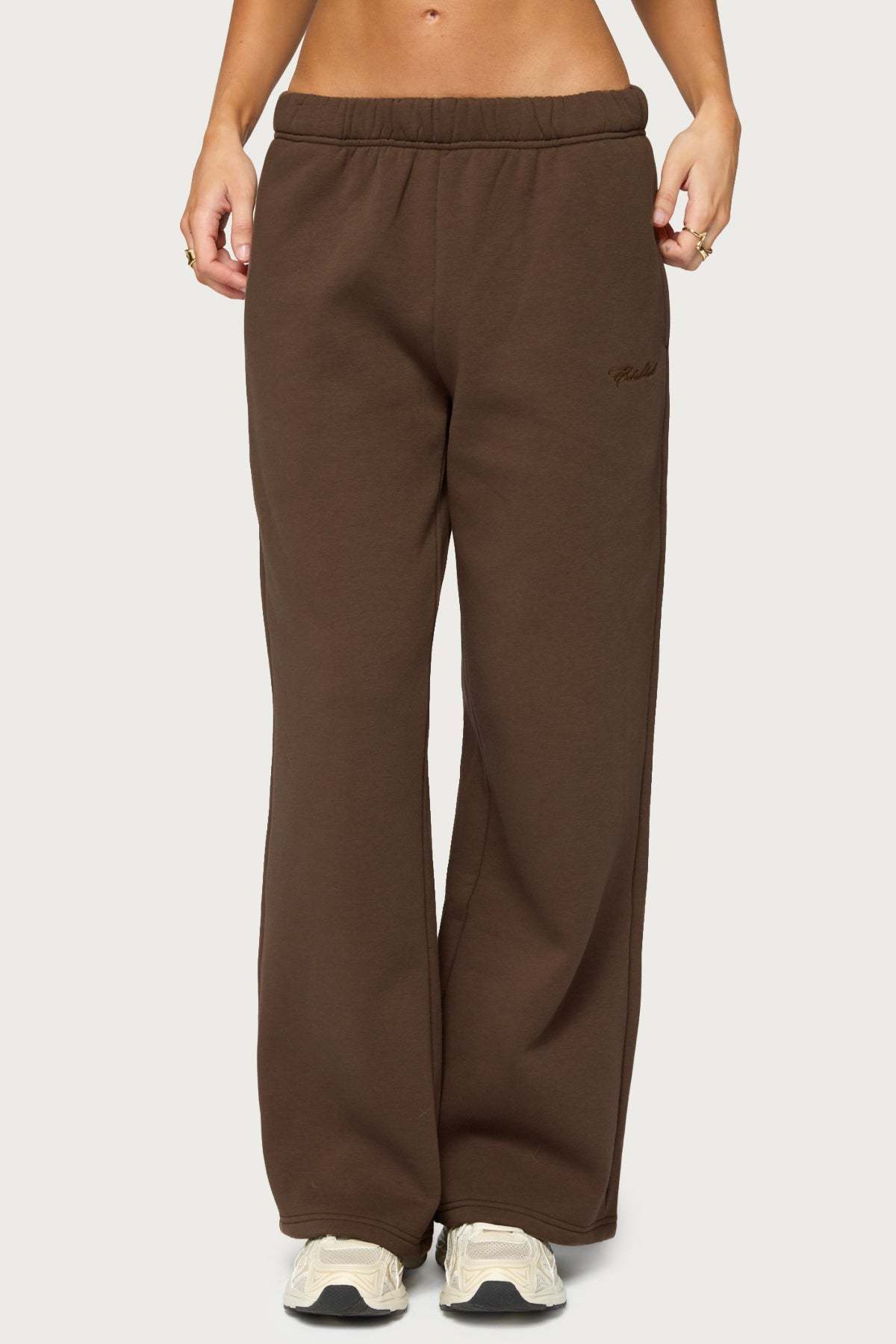 Basic Girl Wide Leg Edikted Sweatpants - BROWN