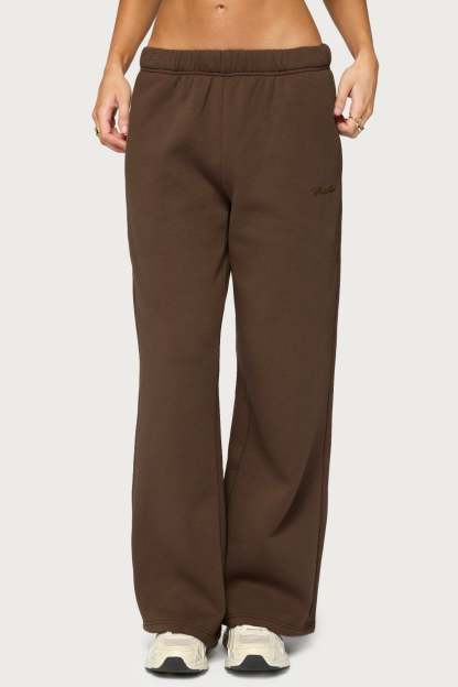 Basic Girl Wide Leg Edikted Sweatpants - BROWN