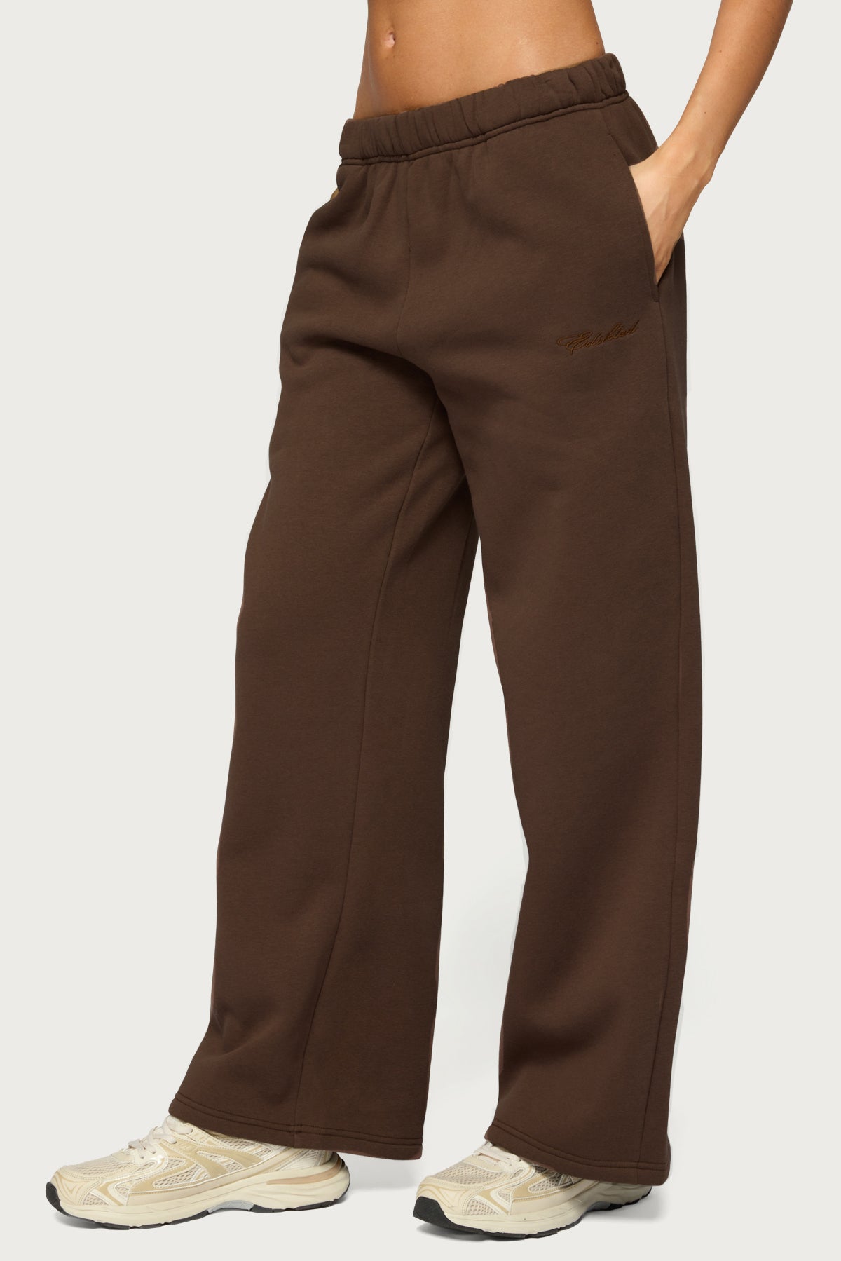 Basic Girl Wide Leg Edikted Sweatpants - BROWN