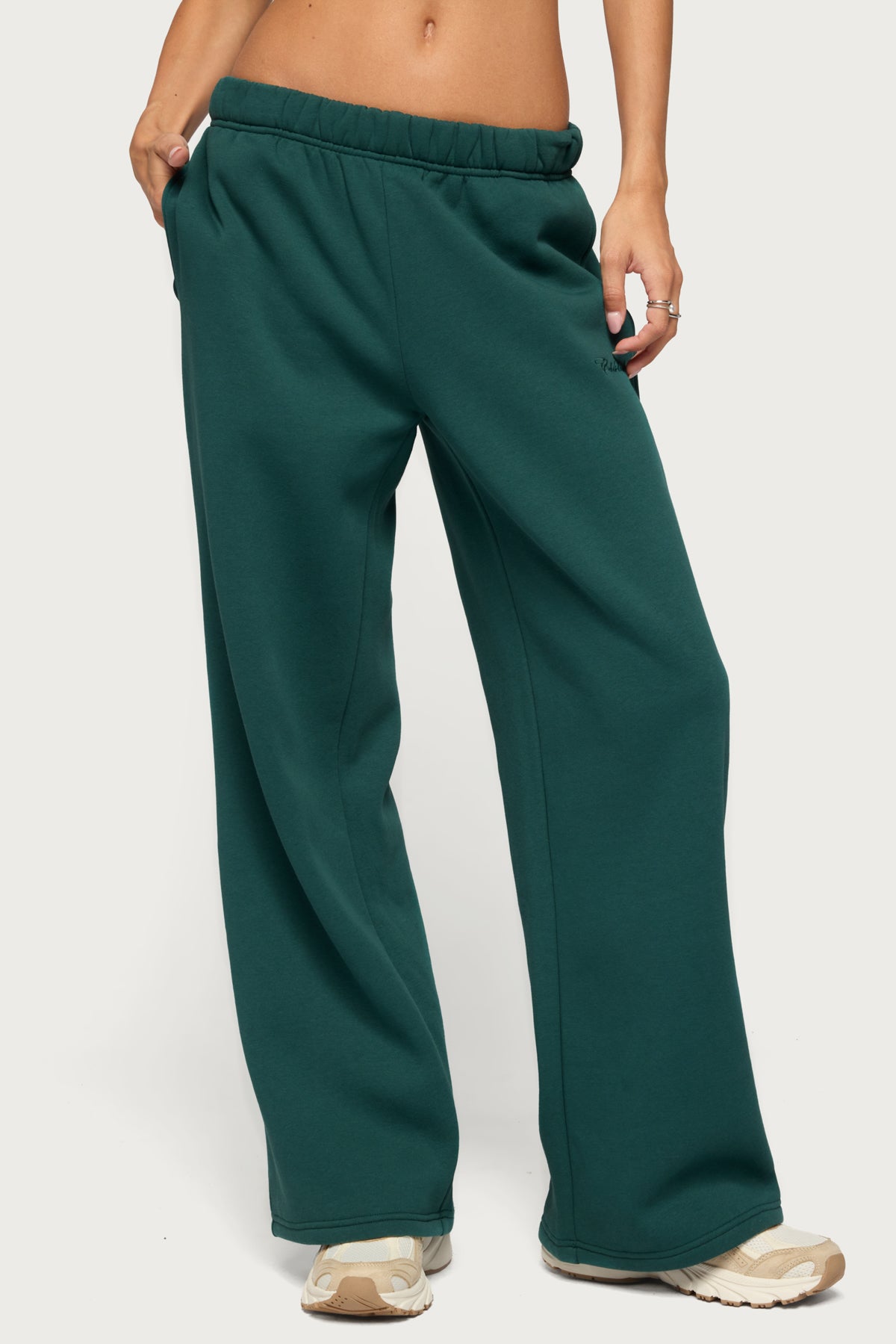 Basic Girl Wide Leg Edikted Sweatpants - GREEN