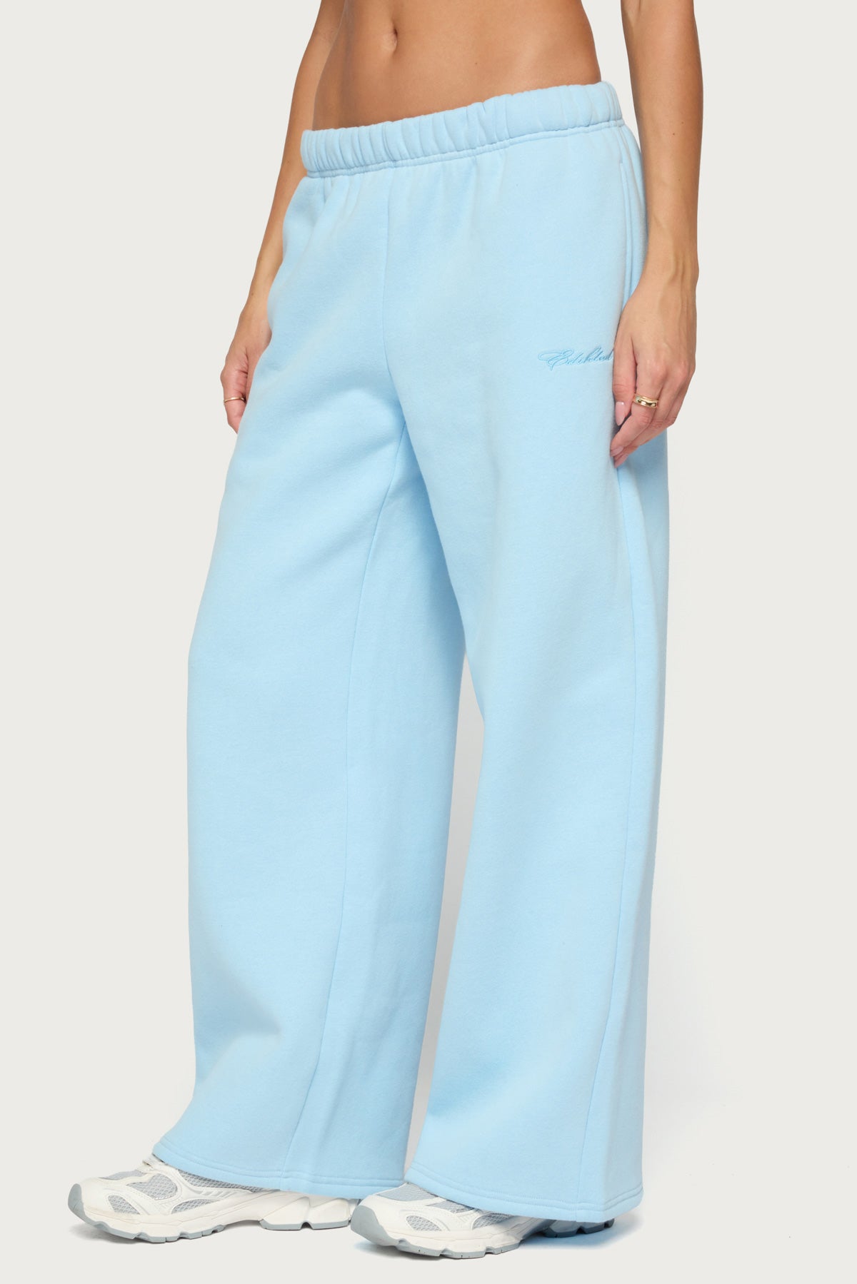 Basic Girl Wide Leg Edikted Sweatpants - LIGHT-BLUE