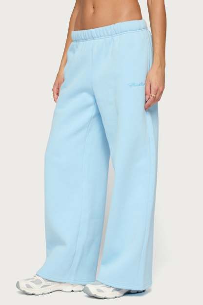Basic Girl Wide Leg Edikted Sweatpants - LIGHT-BLUE