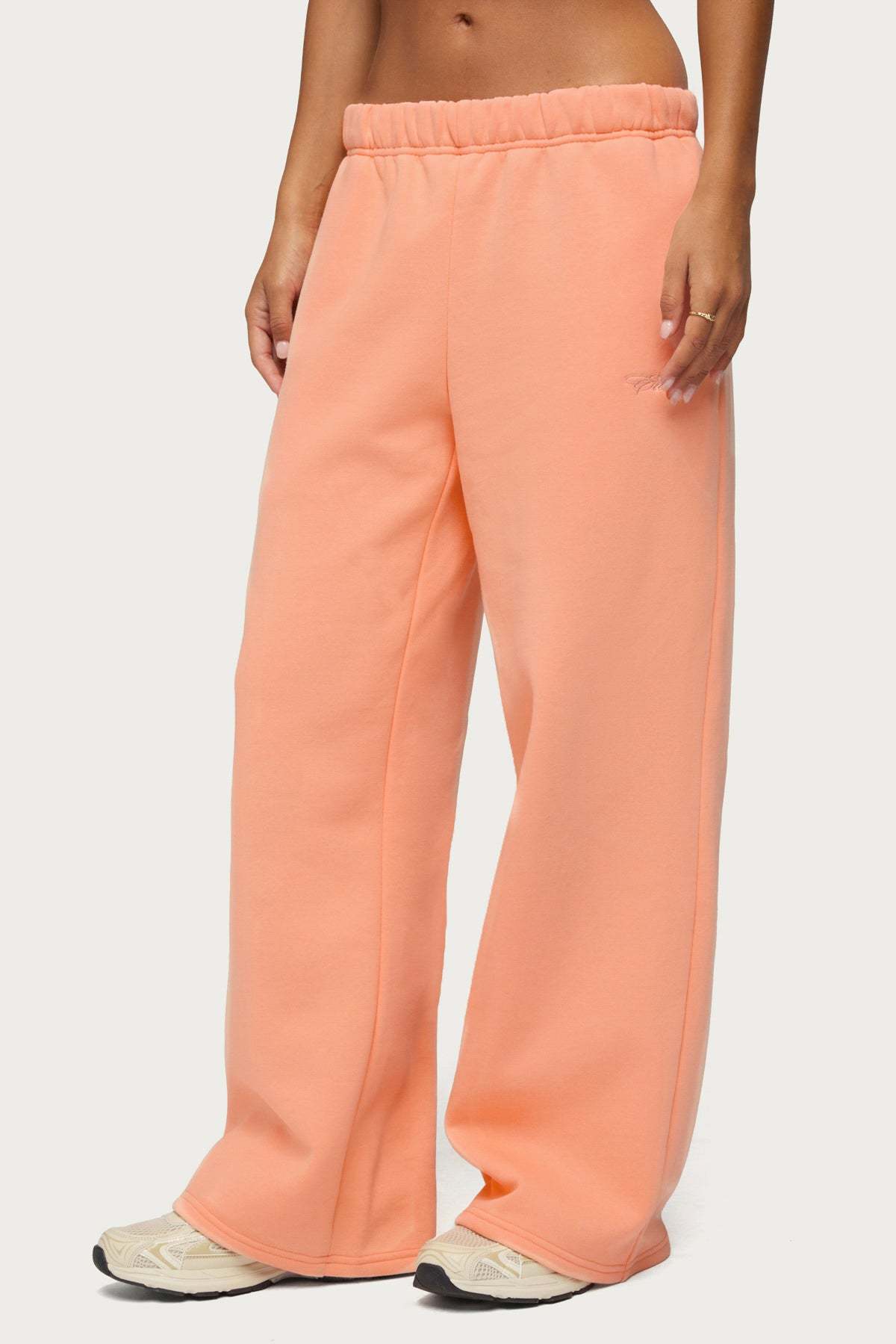 Basic Girl Wide Leg Edikted Sweatpants - ORANGE