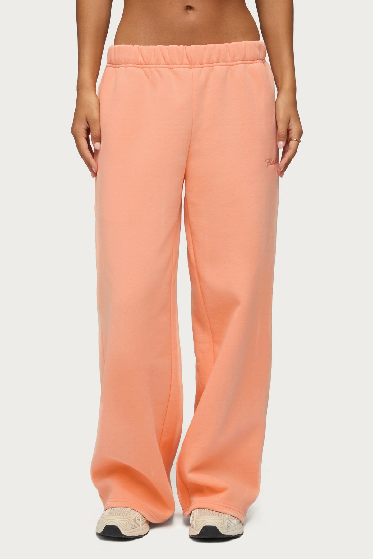 Basic Girl Wide Leg Edikted Sweatpants - ORANGE