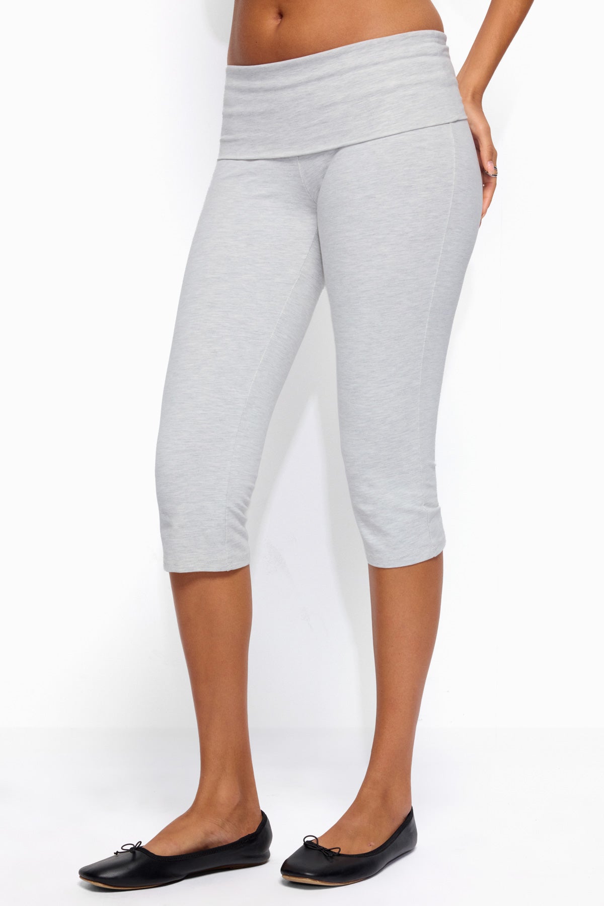 Rocio Foldover Capri Pants - LIGHT-GRAY-MELANGE