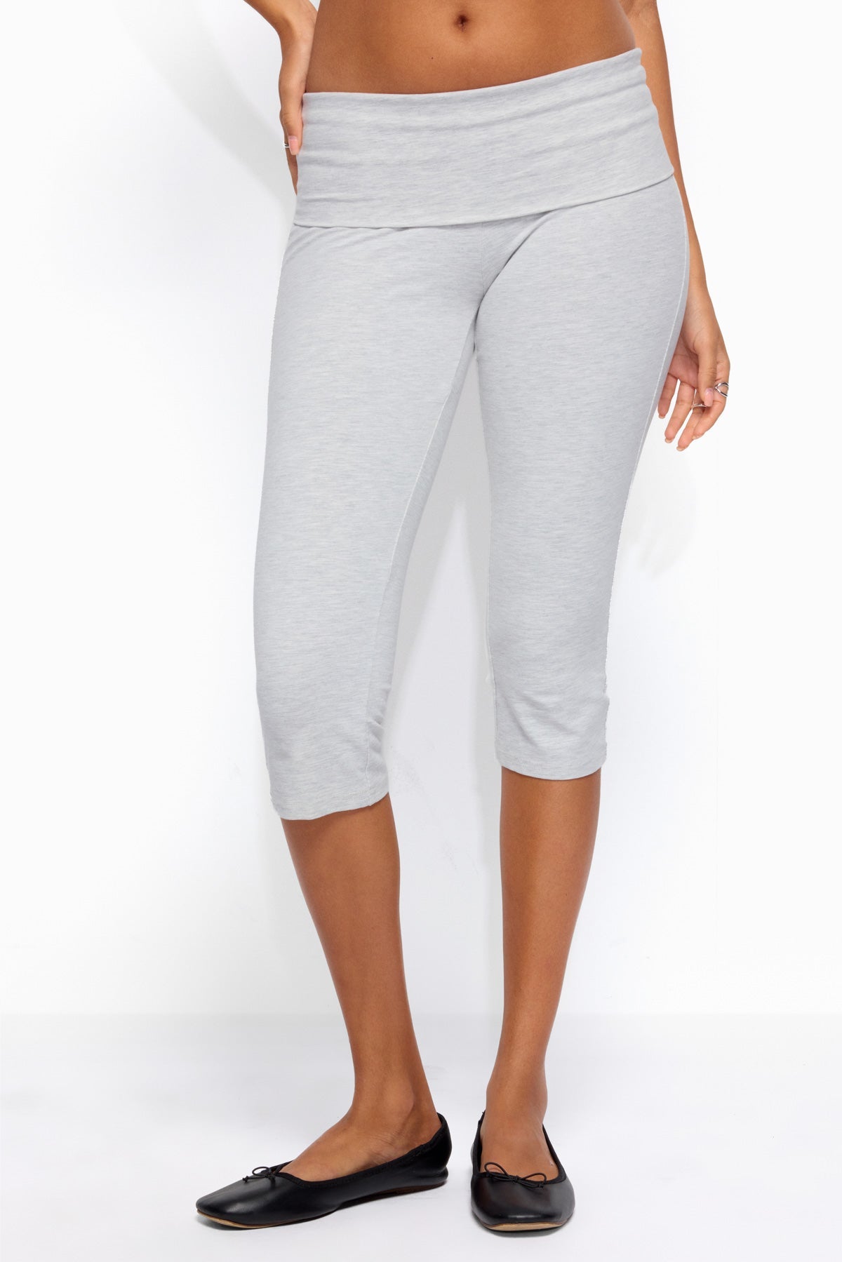 Rocio Foldover Capri Pants - LIGHT-GRAY-MELANGE
