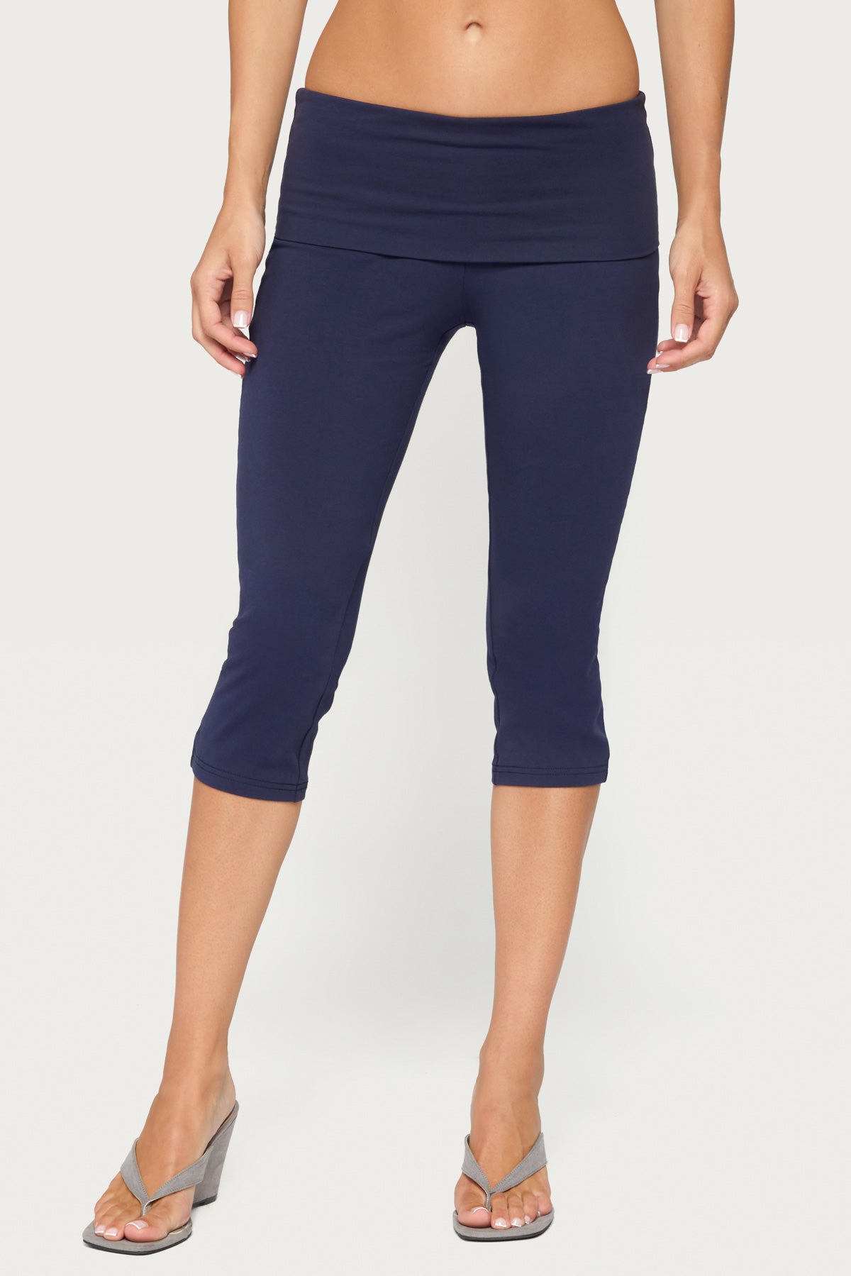 Rocio Foldover Capri Pants - NAVY