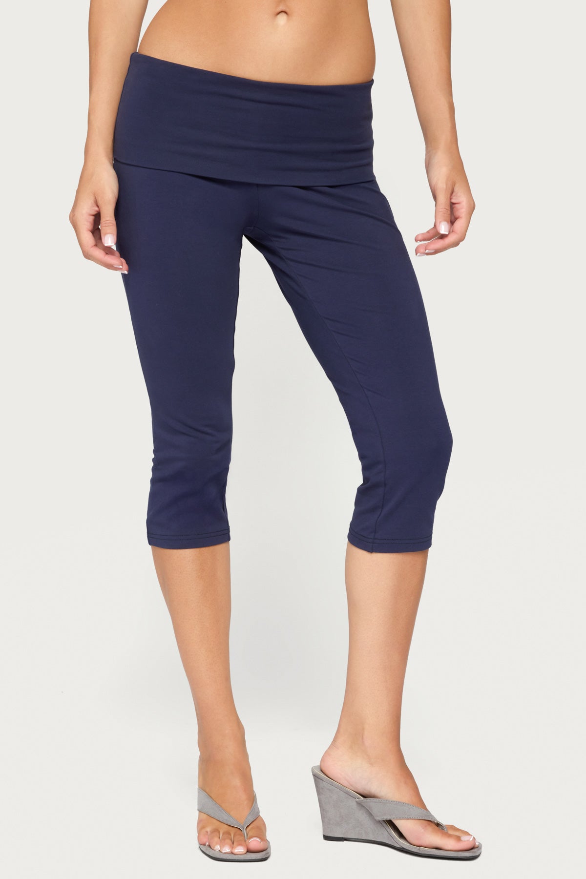 Rocio Foldover Capri Pants - NAVY