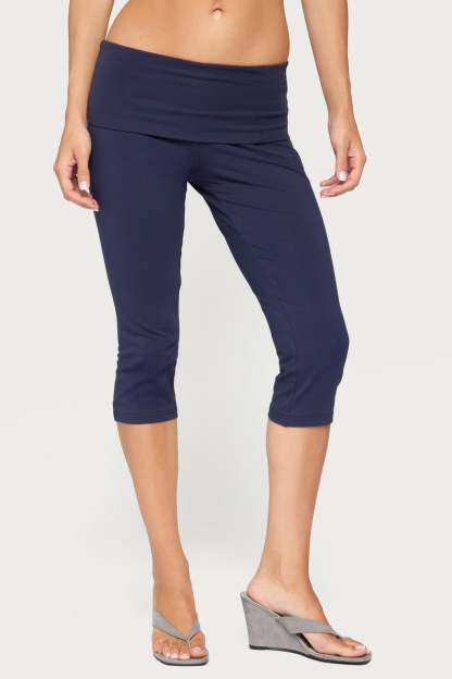 Rocio Foldover Capri Pants - NAVY