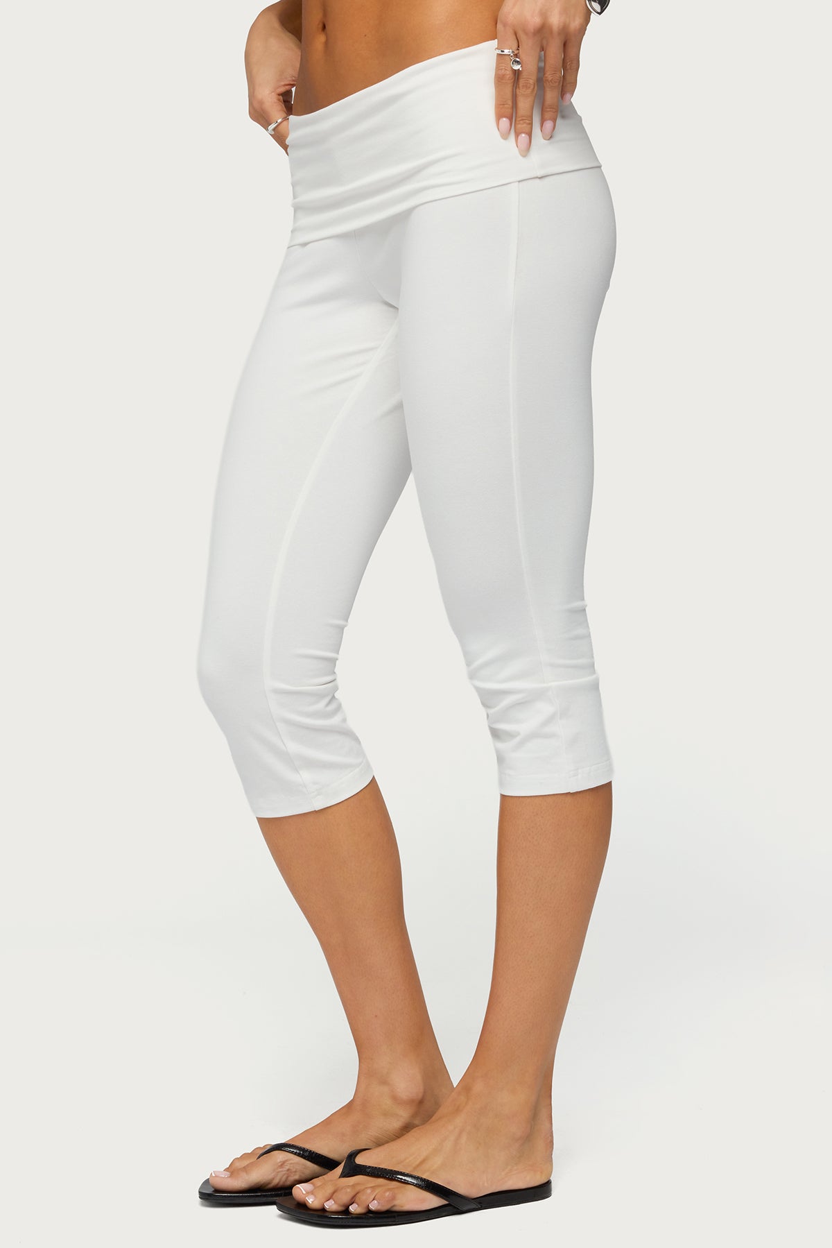 Rocio Foldover Capri Pants - WHITE