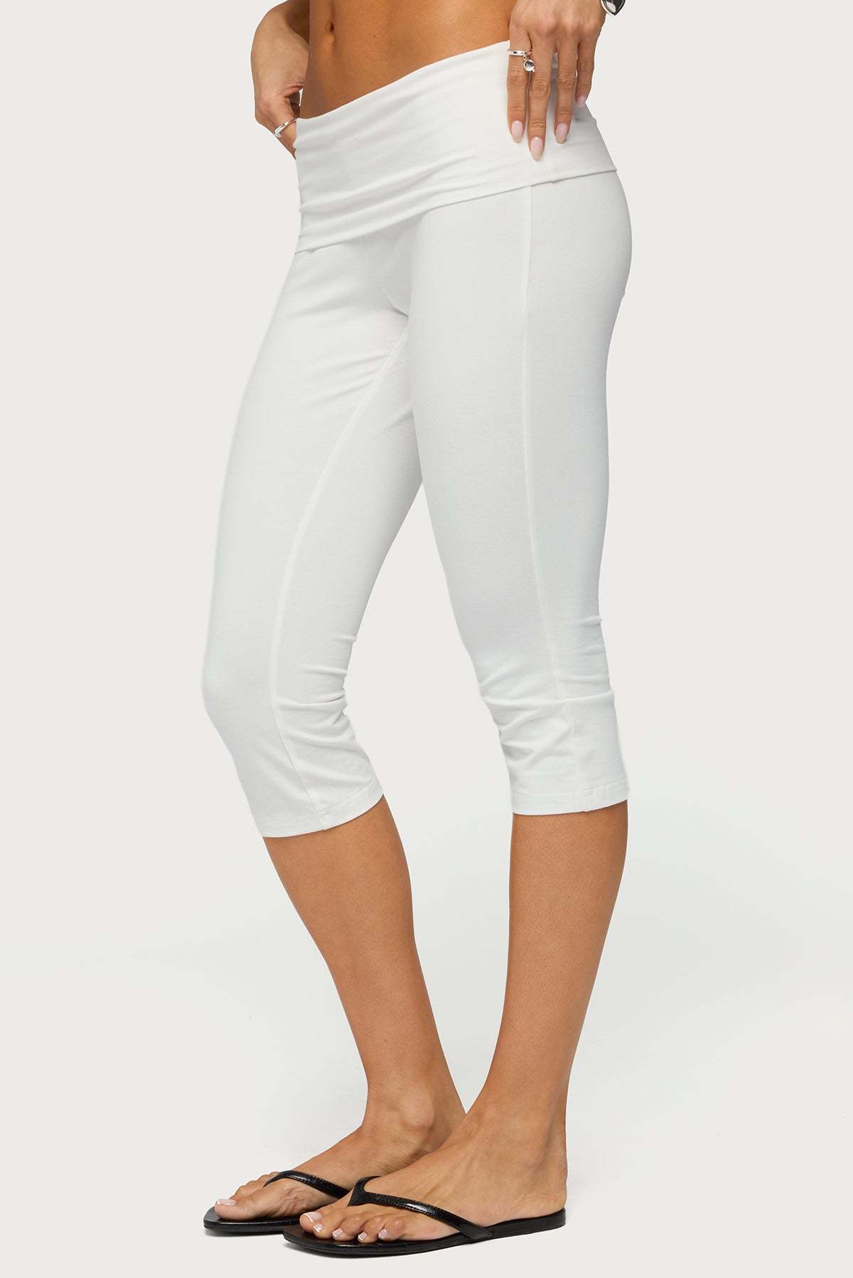Rocio Foldover Capri Pants - WHITE