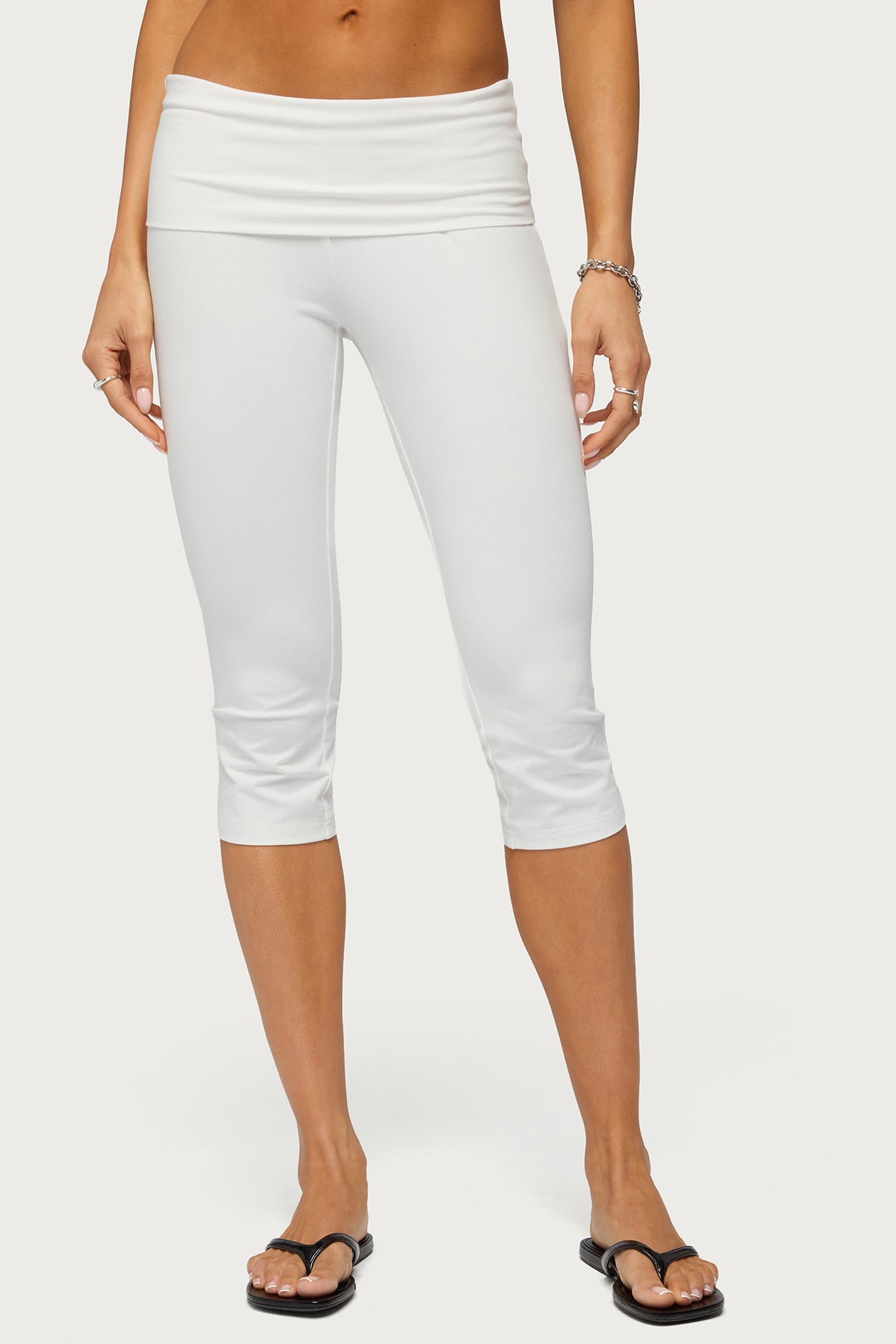 Rocio Foldover Capri Pants - WHITE
