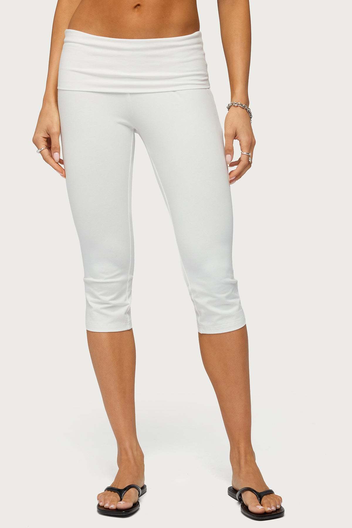 Rocio Foldover Capri Pants - WHITE