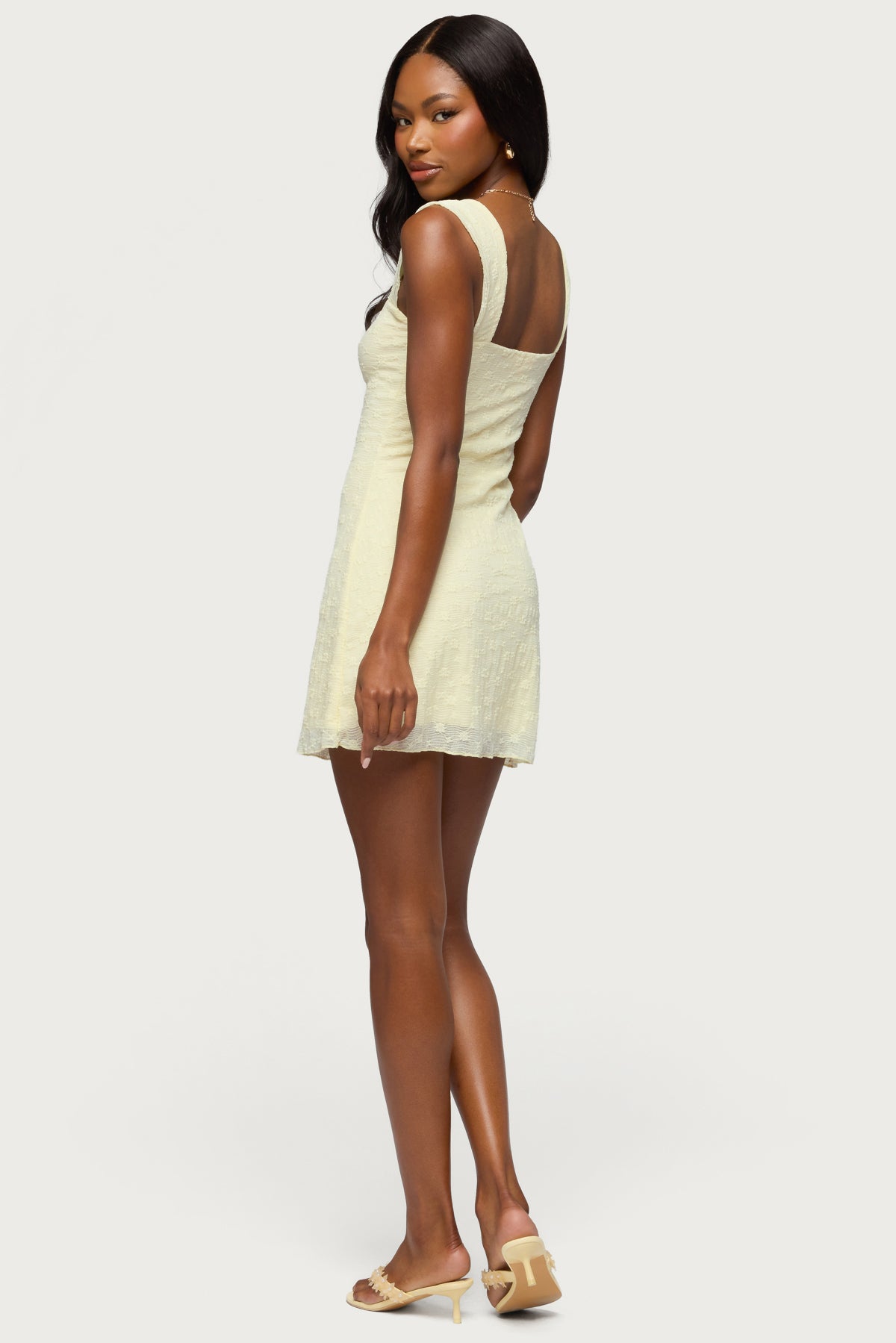 Nairobia Textured Mesh Mini Dress - YELLOW
