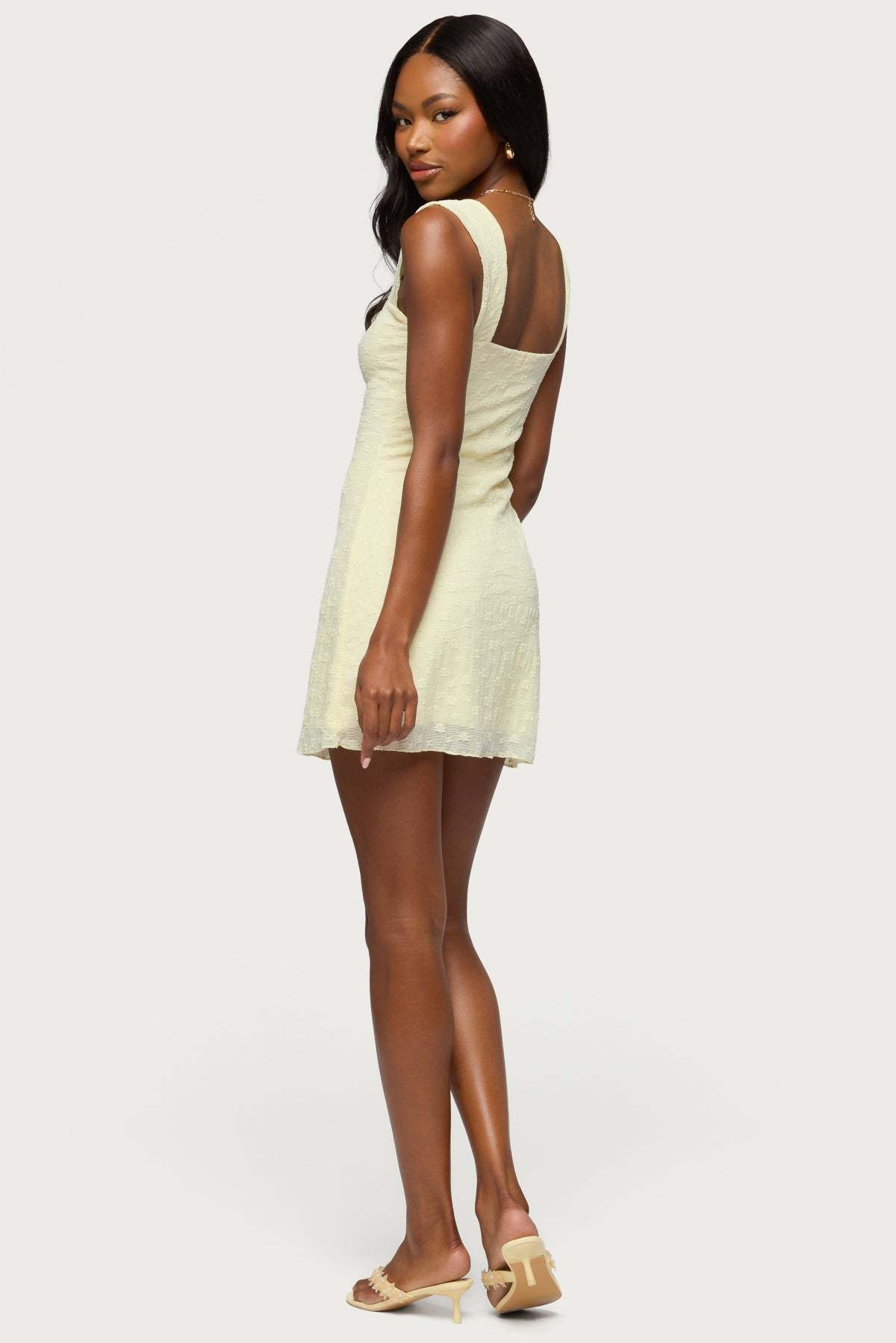 Nairobia Textured Mesh Mini Dress - YELLOW
