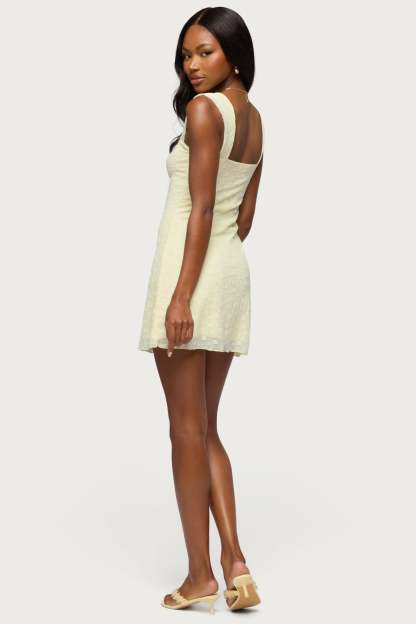Nairobia Textured Mesh Mini Dress - YELLOW