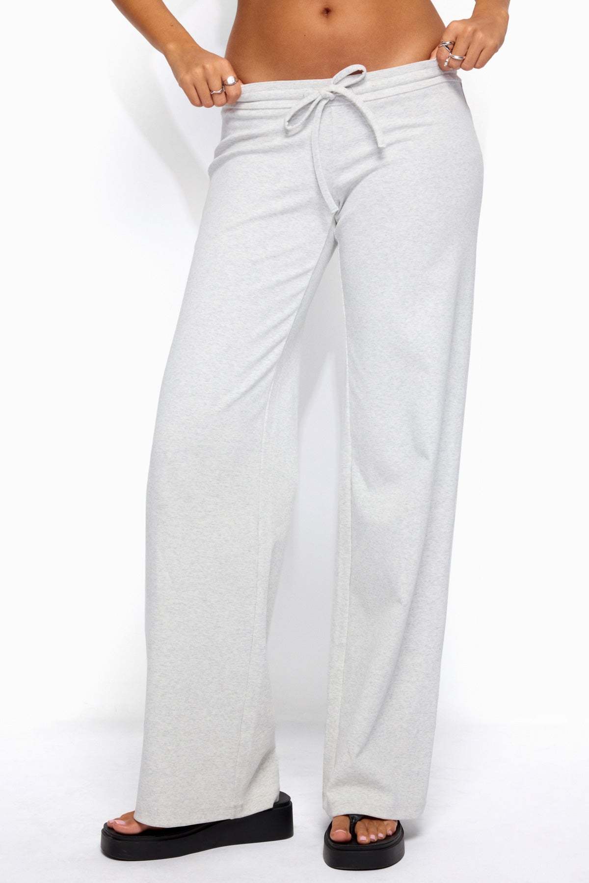 Claudia Straight Leg Pants - GRAY-MELANGE