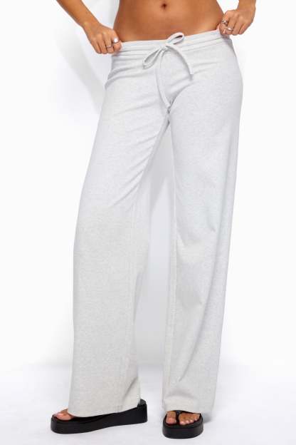 Claudia Straight Leg Pants - GRAY-MELANGE