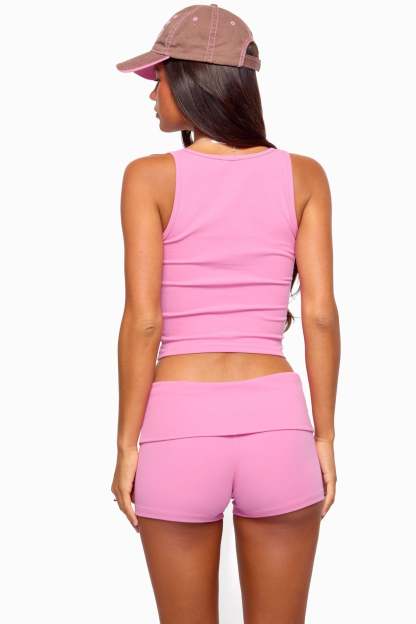 Linda Ribbed Scoop Neck Tank Top - FUCHSIA