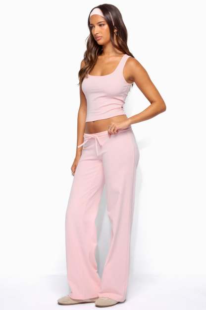 Linda Ribbed Scoop Neck Tank Top - LIGHT-PINK