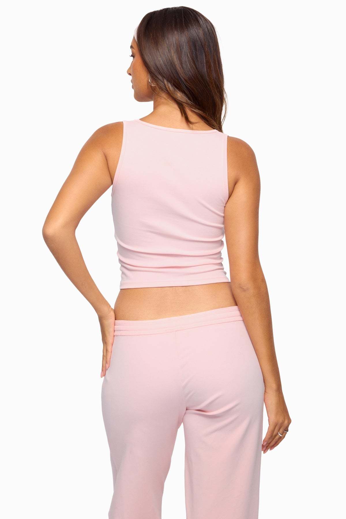 Linda Ribbed Scoop Neck Tank Top - LIGHT-PINK