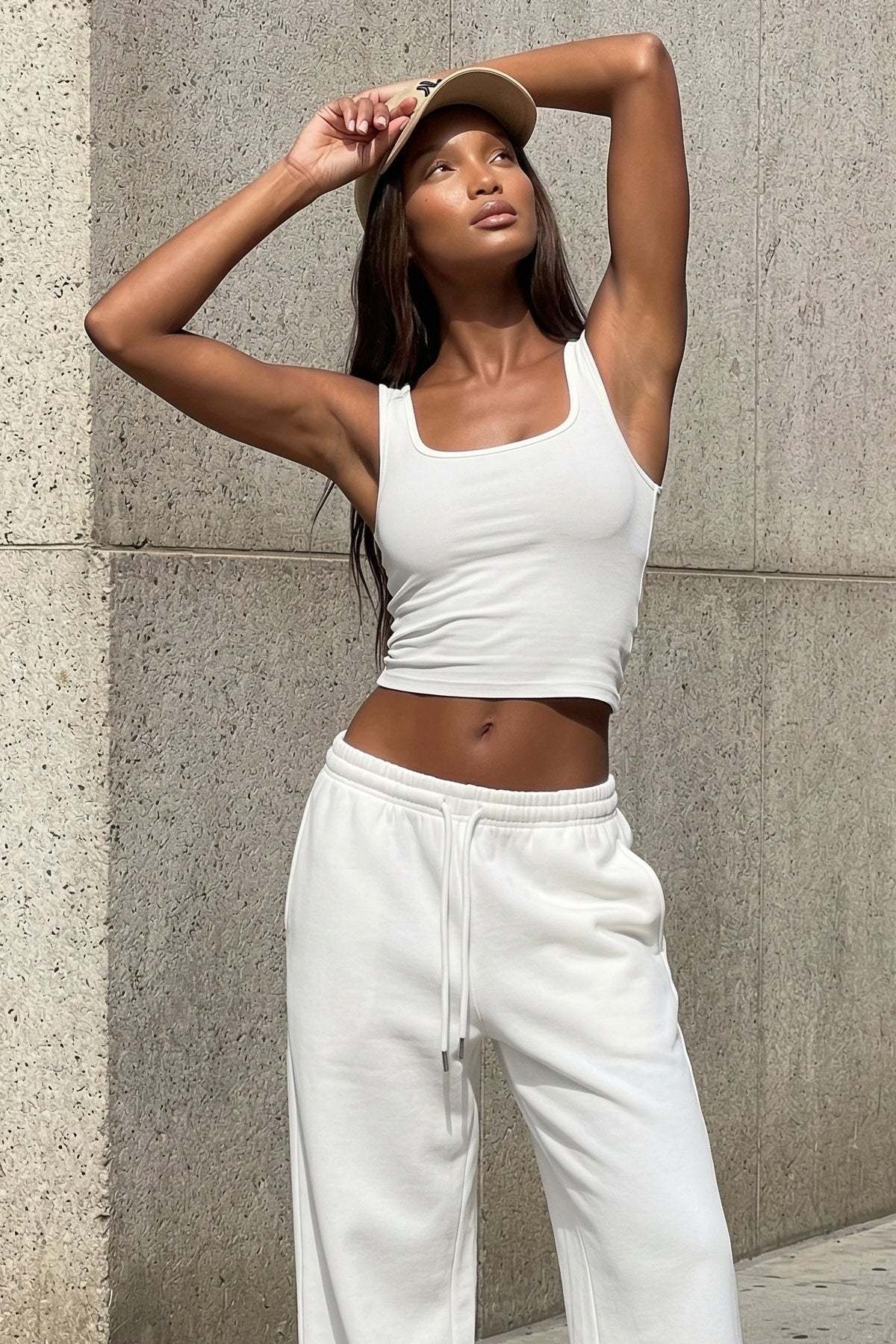 Linda Ribbed Scoop Neck Tank Top - WHITE