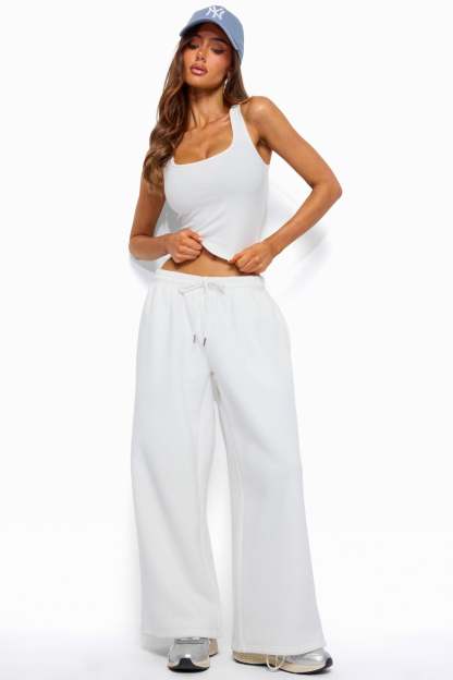 Linda Ribbed Scoop Neck Tank Top - WHITE