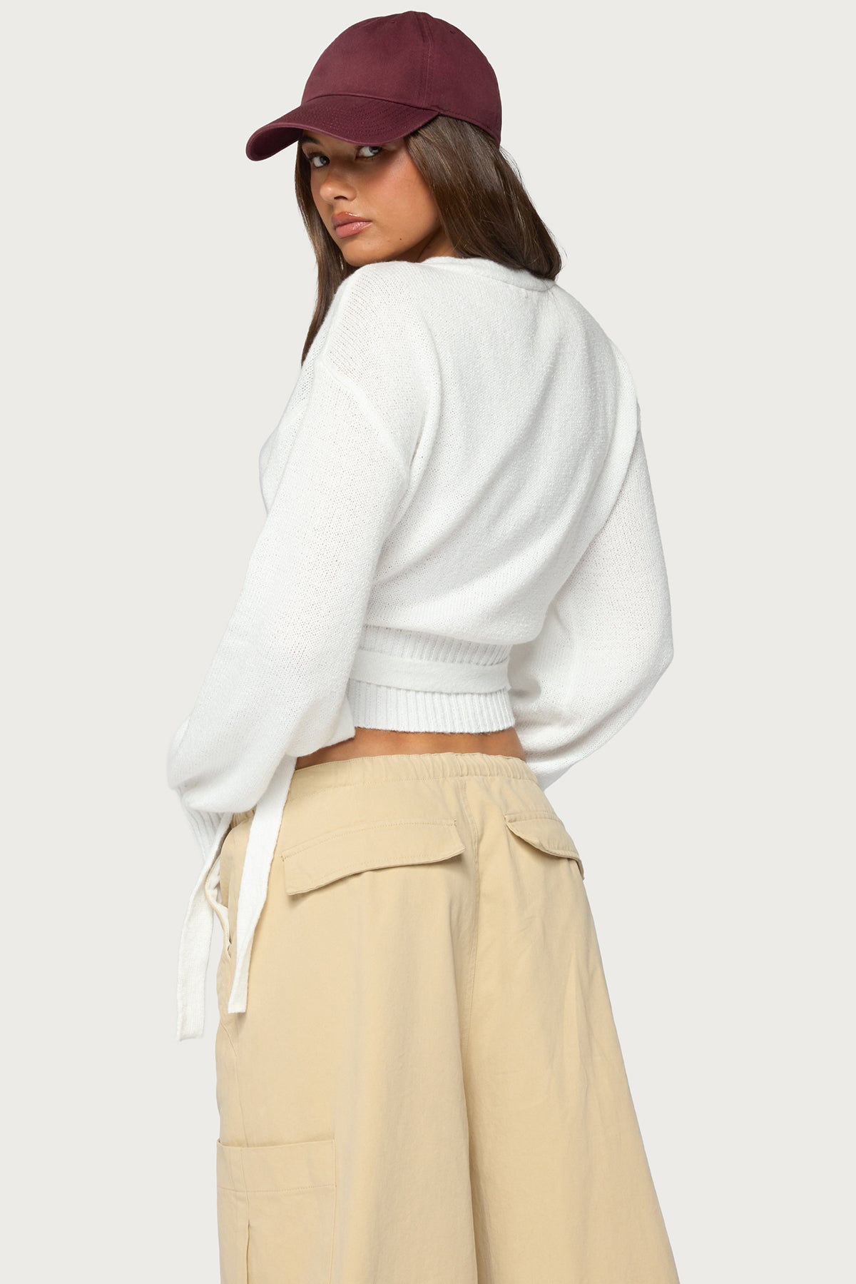Stella Wrap Knit Cardigan - WHITE