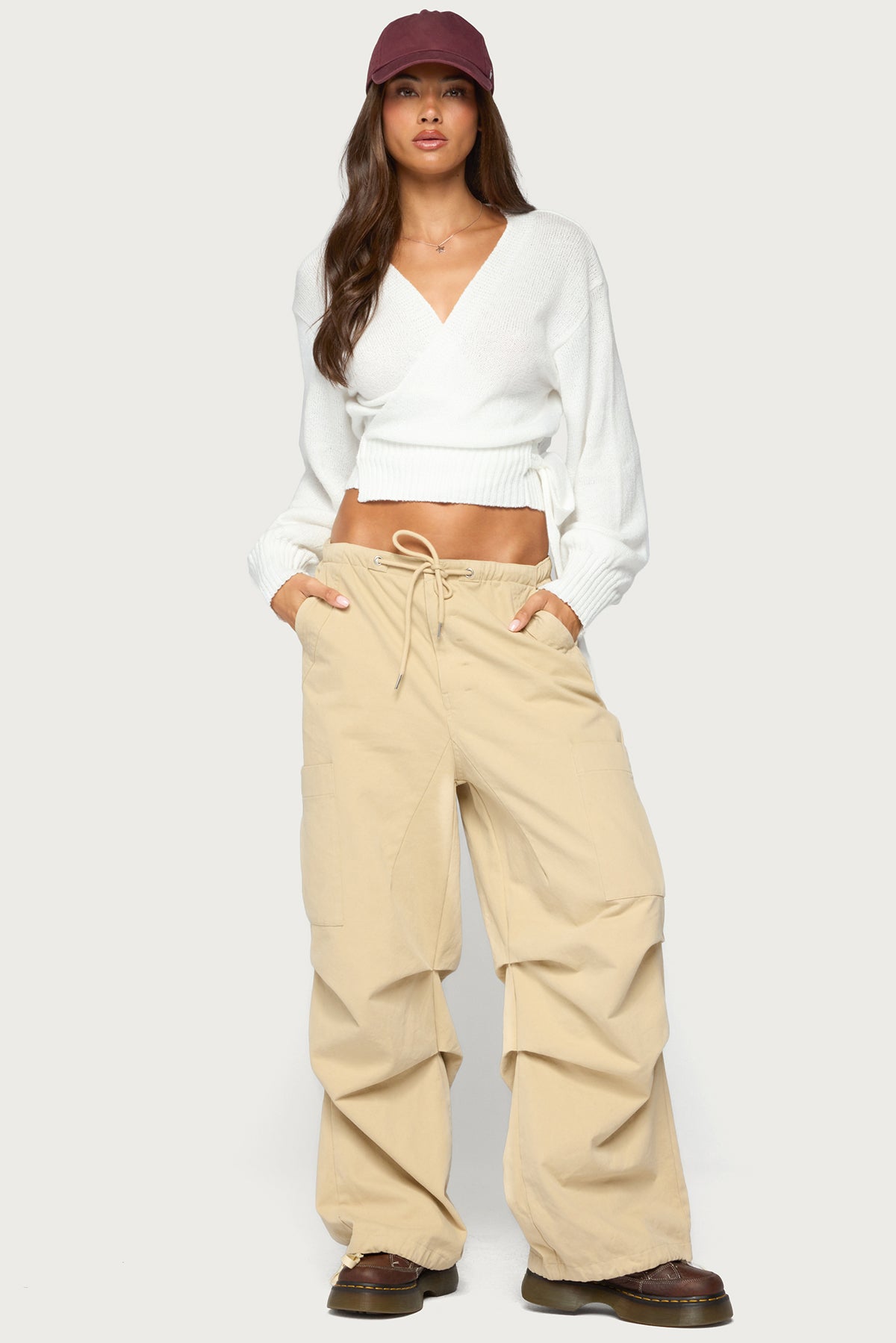 Stella Wrap Knit Cardigan - WHITE