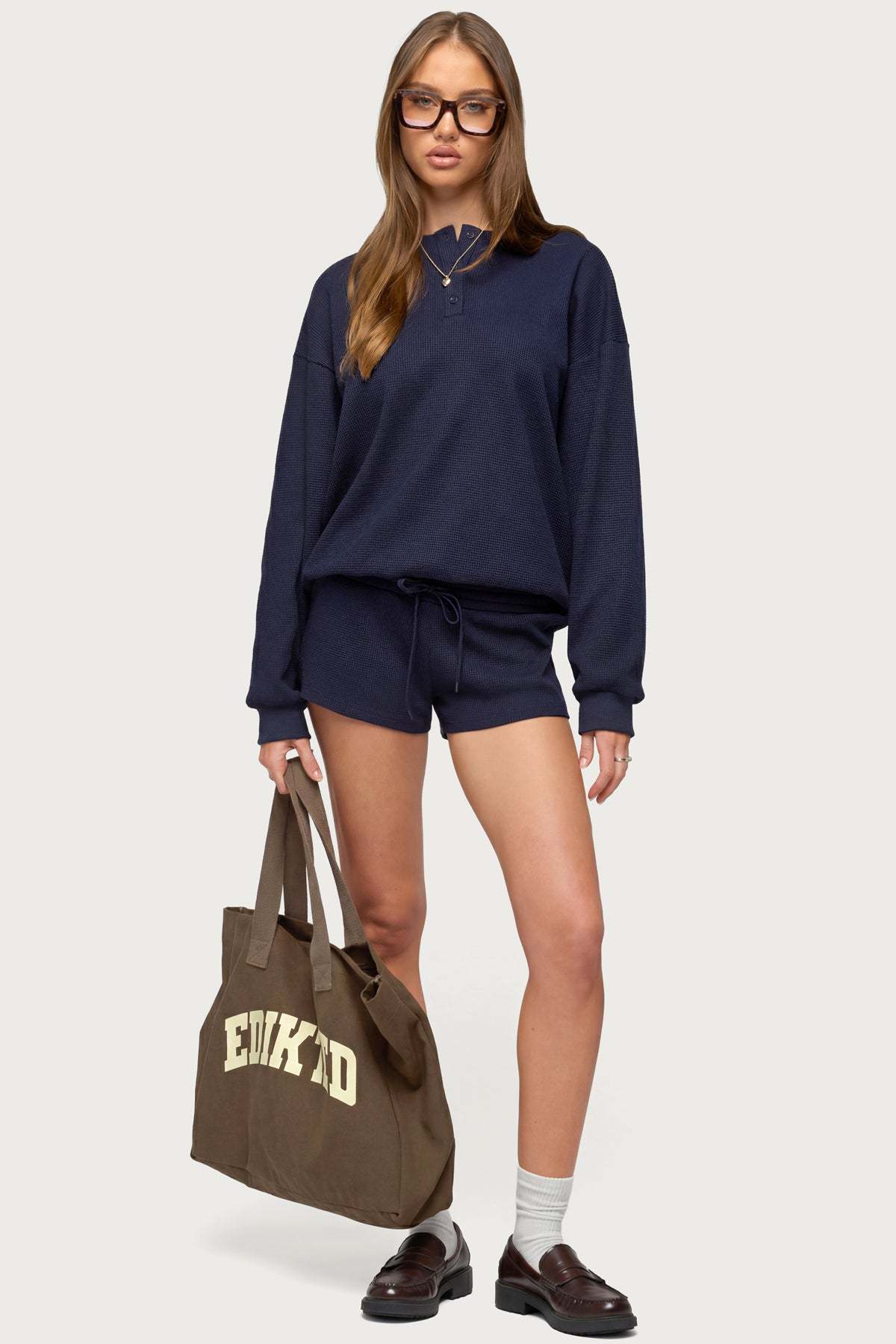 Baila Waffle Shorts - NAVY