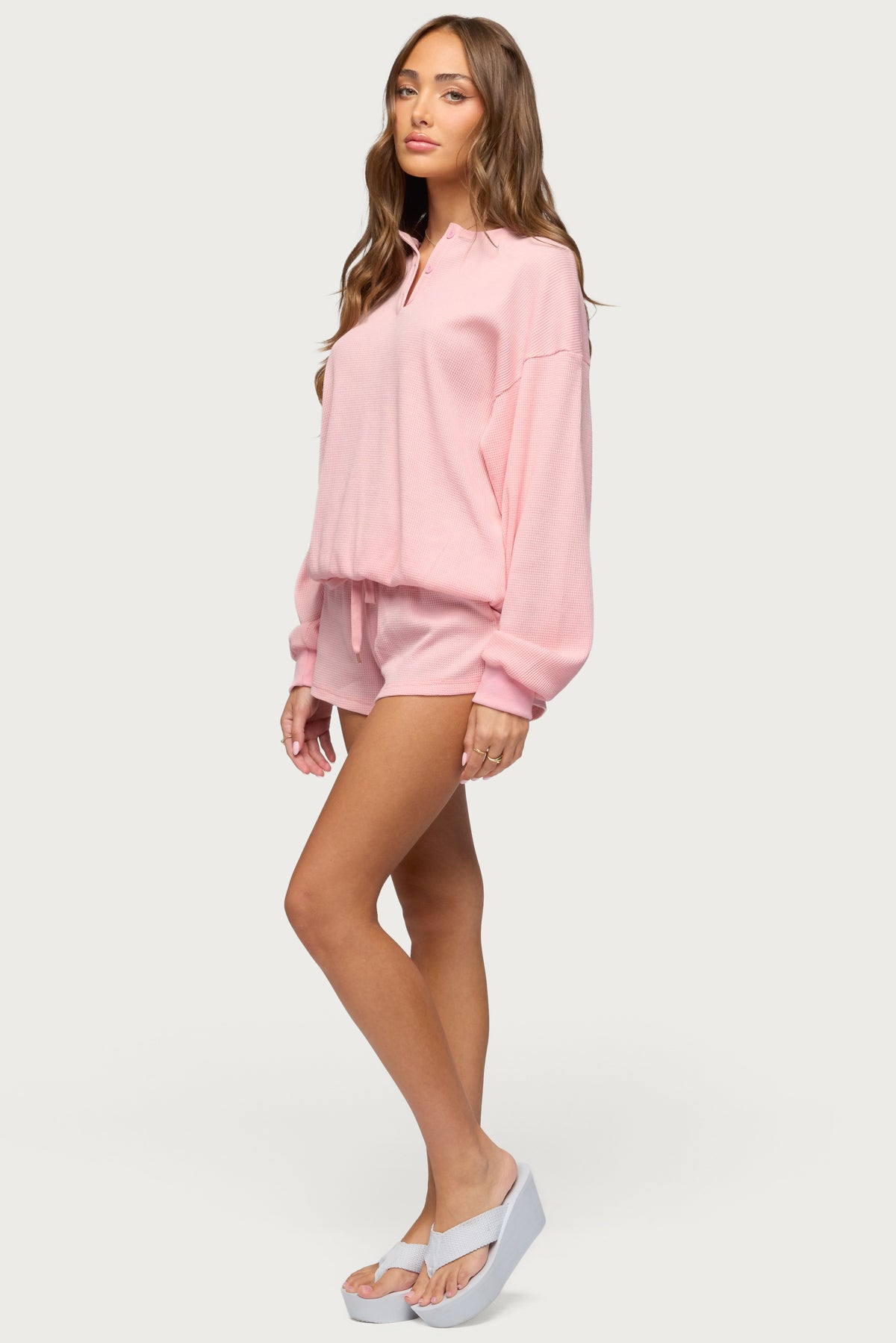 Baila Waffle Shorts - PINK