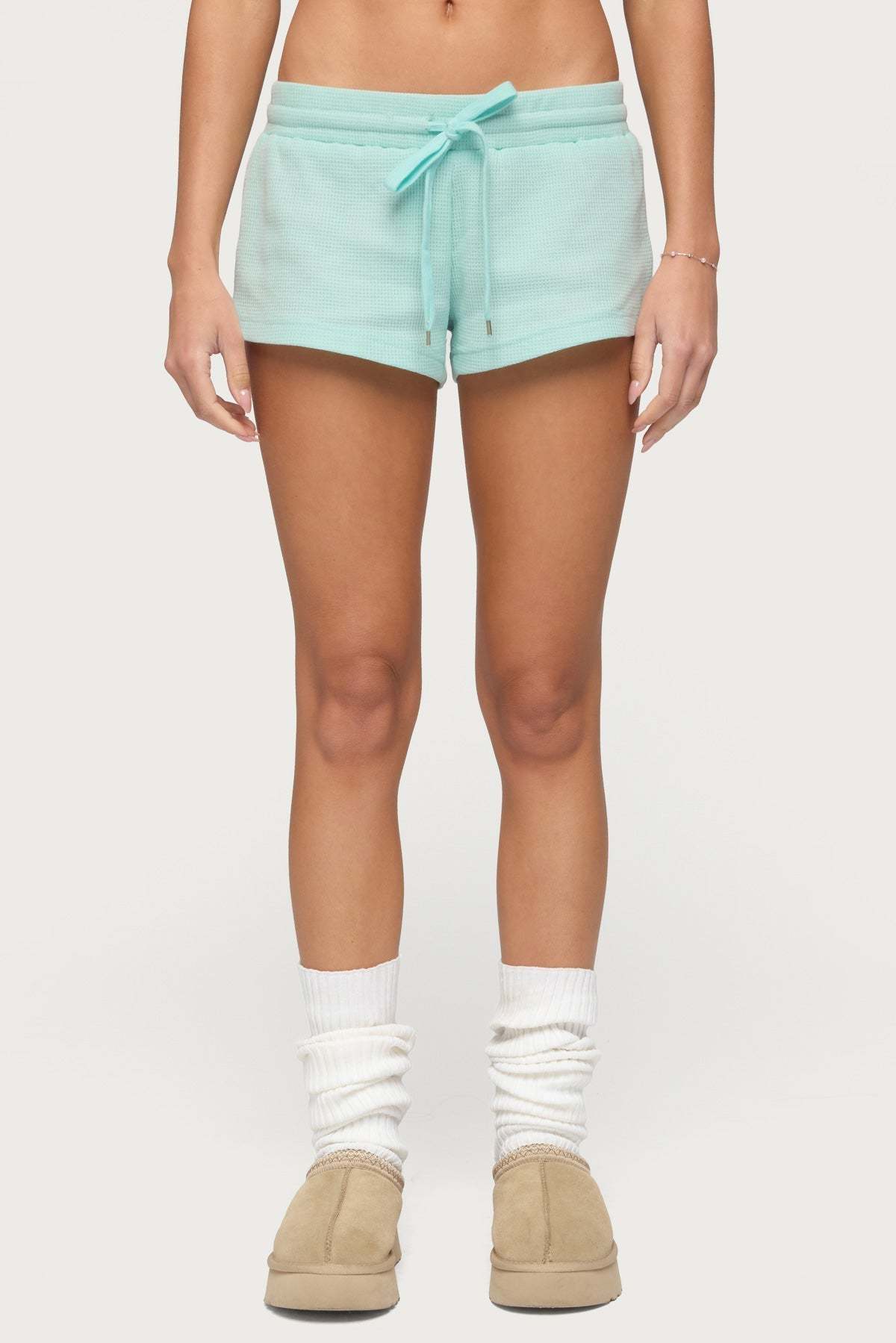Baila Waffle Shorts - AQUA