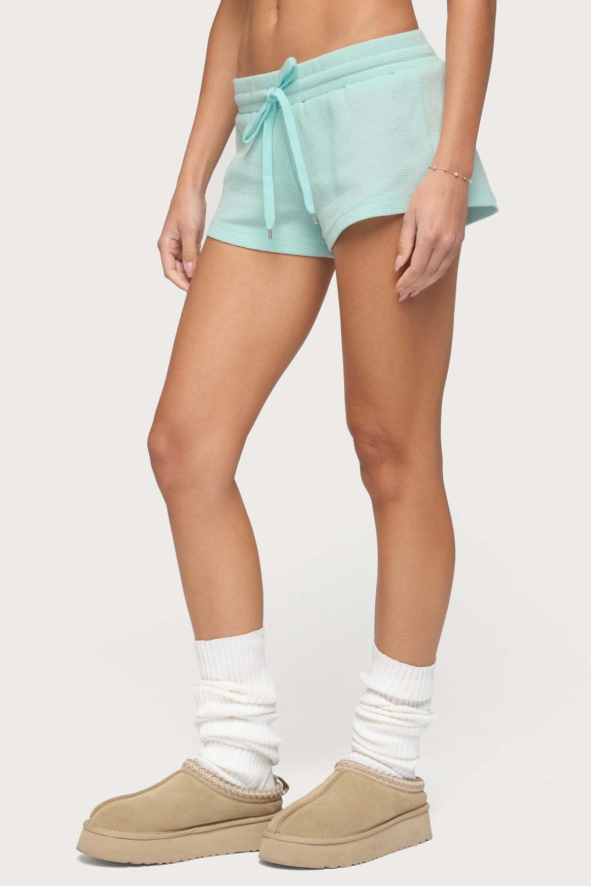 Baila Waffle Shorts - AQUA