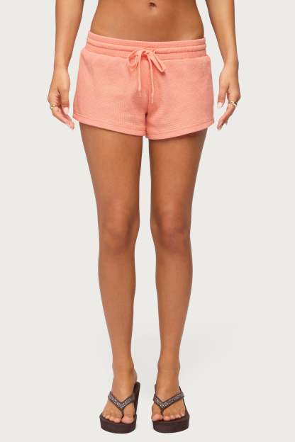 Baila Waffle Shorts - ORANGE