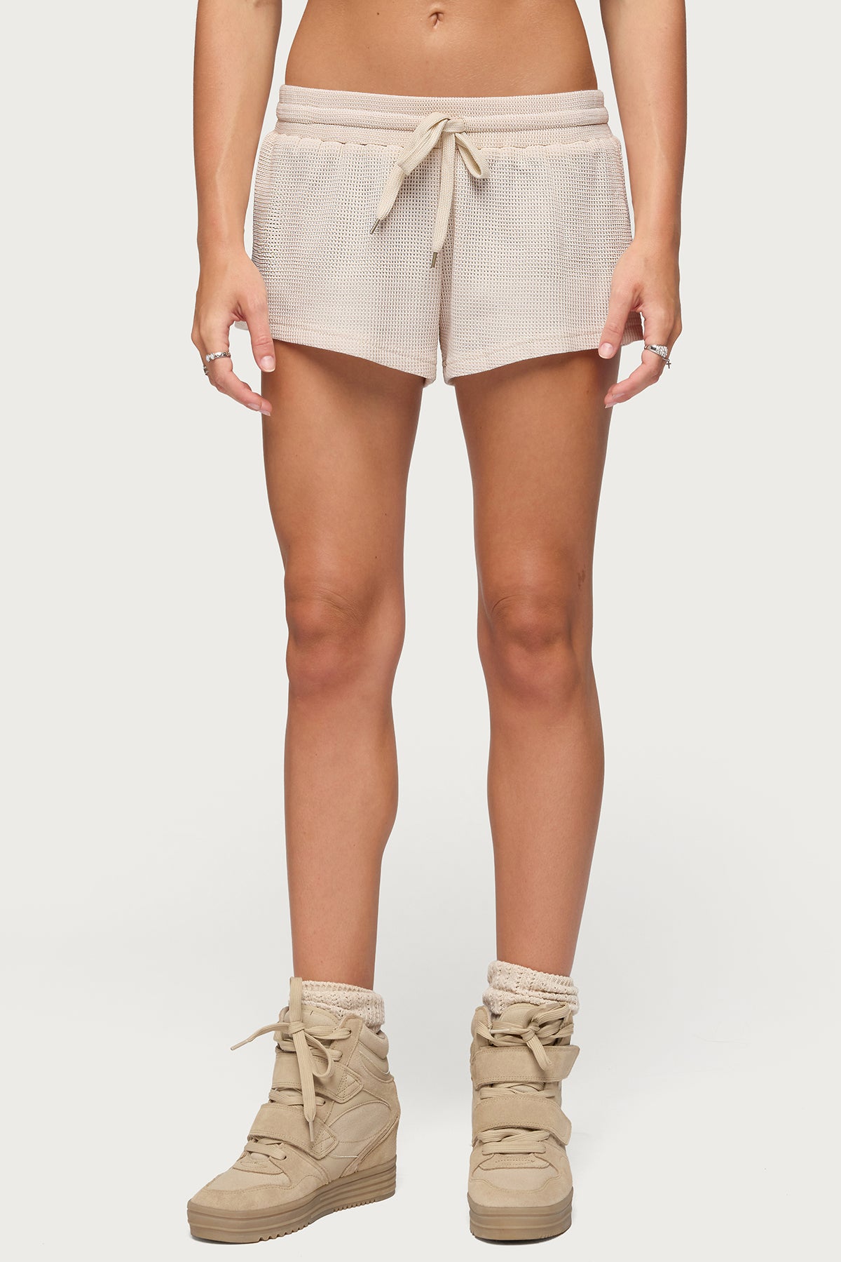 Baila Waffle Shorts - STONE