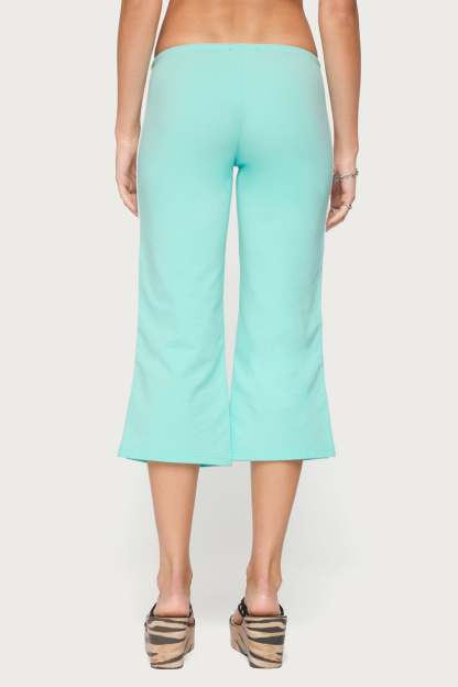 Milene Contrast French Terry Capri Pants - AQUA