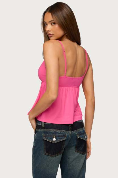 Belen Lacey Babydoll Top - PINK