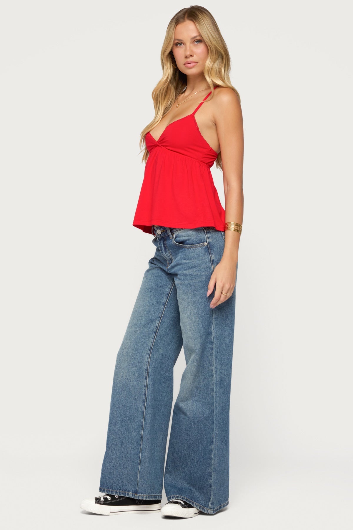 Belen Lacey Babydoll Top - RED