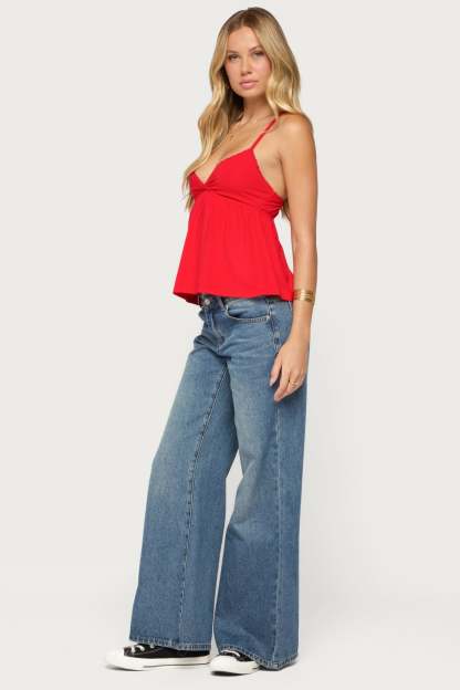 Belen Lacey Babydoll Top - RED