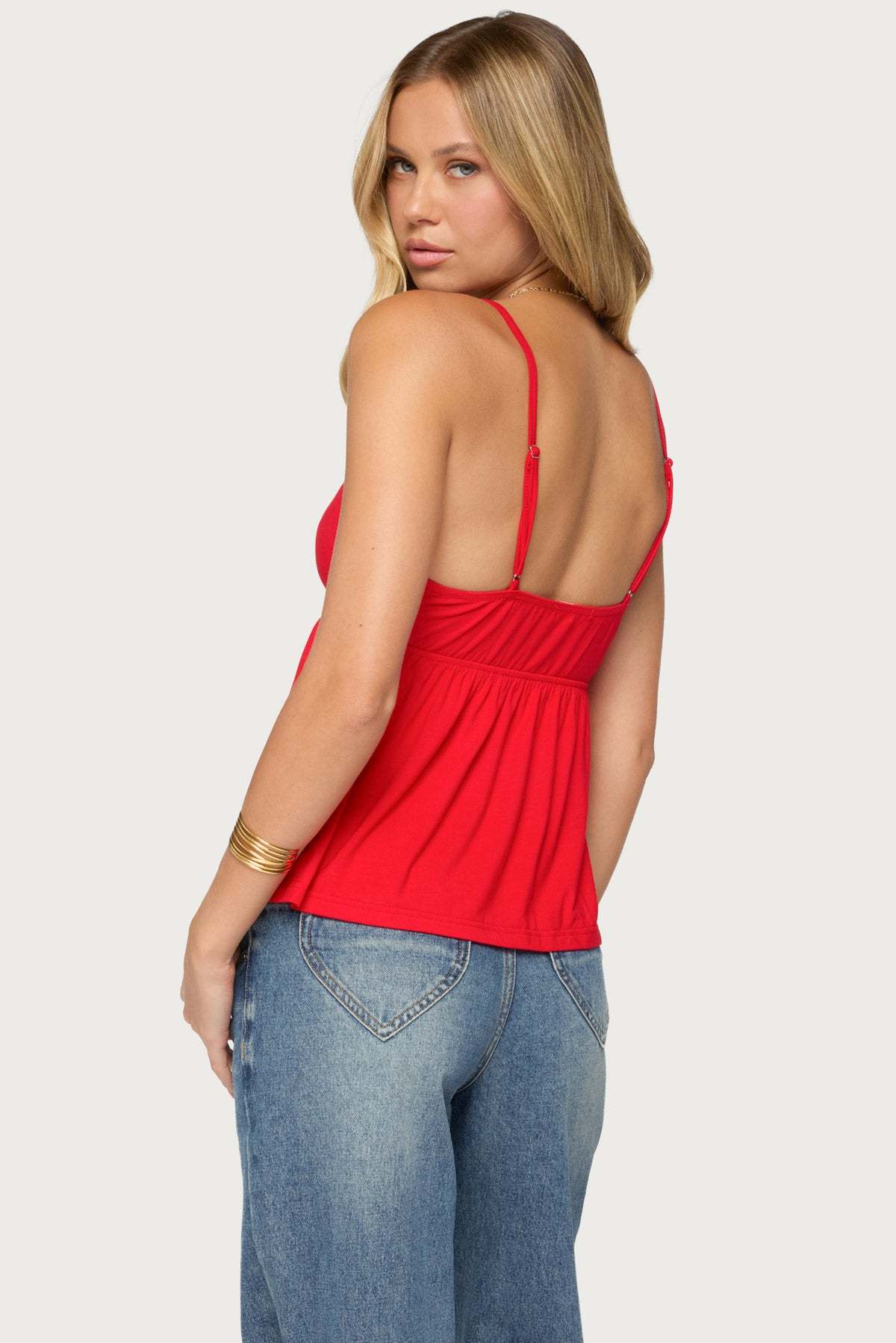 Belen Lacey Babydoll Top - RED