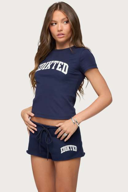 Sporty Babe Edikted T Shirt - NAVY