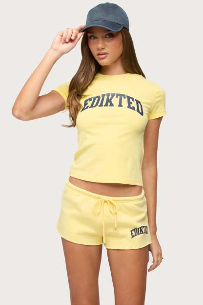 Sporty Babe Edikted T Shirt - YELLOW