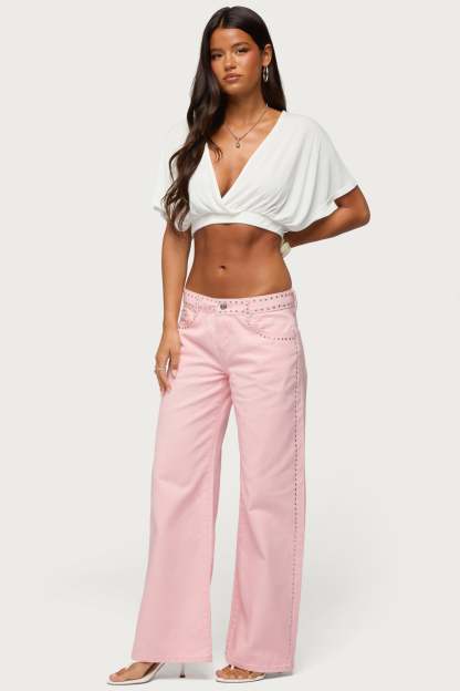 Candela V Neck Crop Top - CREAM